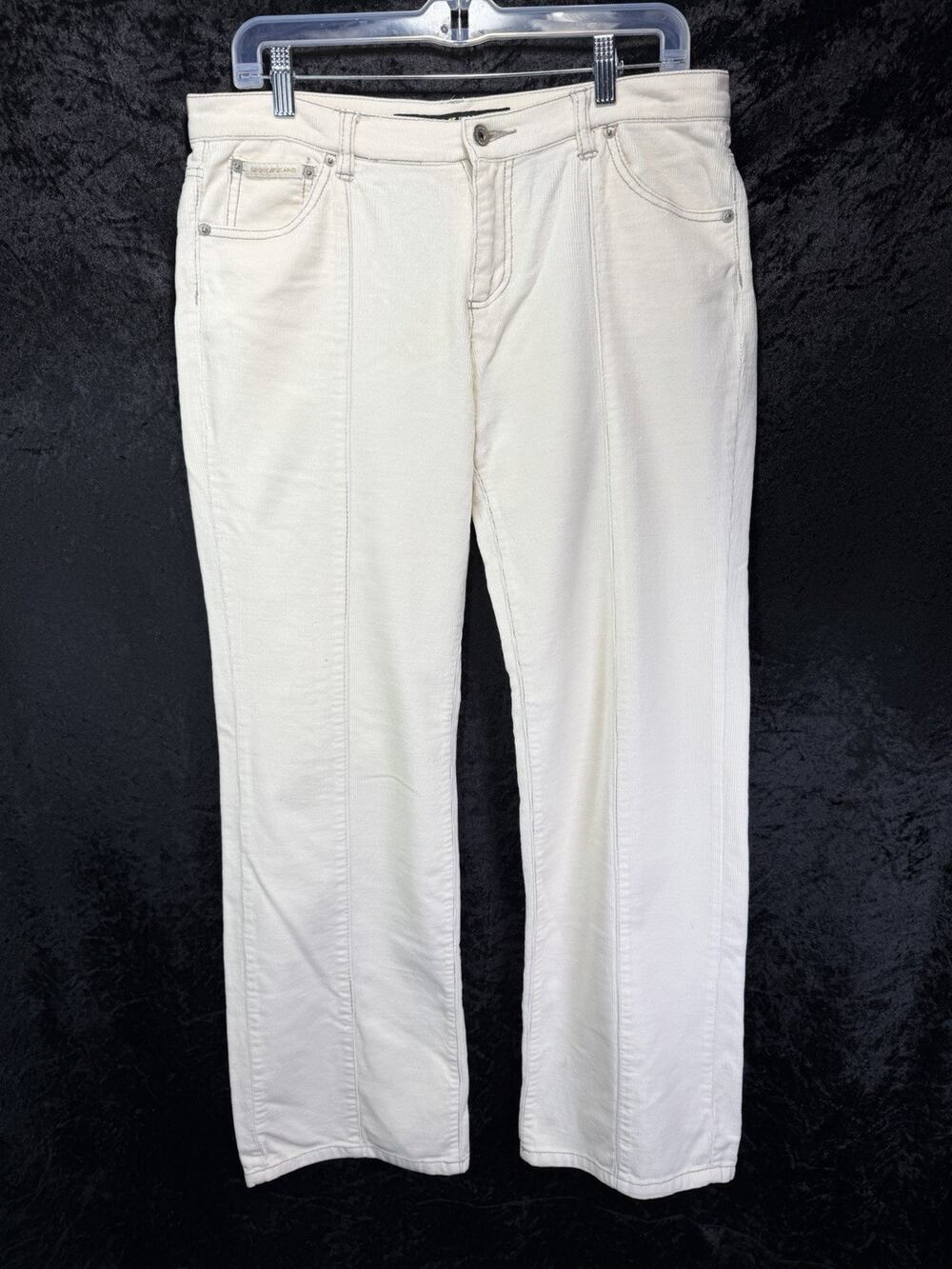 DKNY East Village Cream Corduroy Pants Size 10 Straight Leg Mid Rise Pockets
